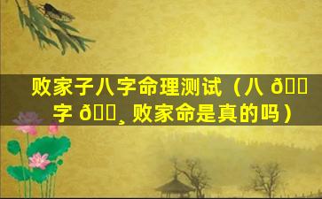 败家子八字命理测试（八 🐠 字 🕸 败家命是真的吗）